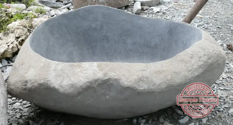 Product image 3 of the product “Riverstone basin, natural surface, polished inside. Dia approx 161-170cm Height 71-80cm ”
